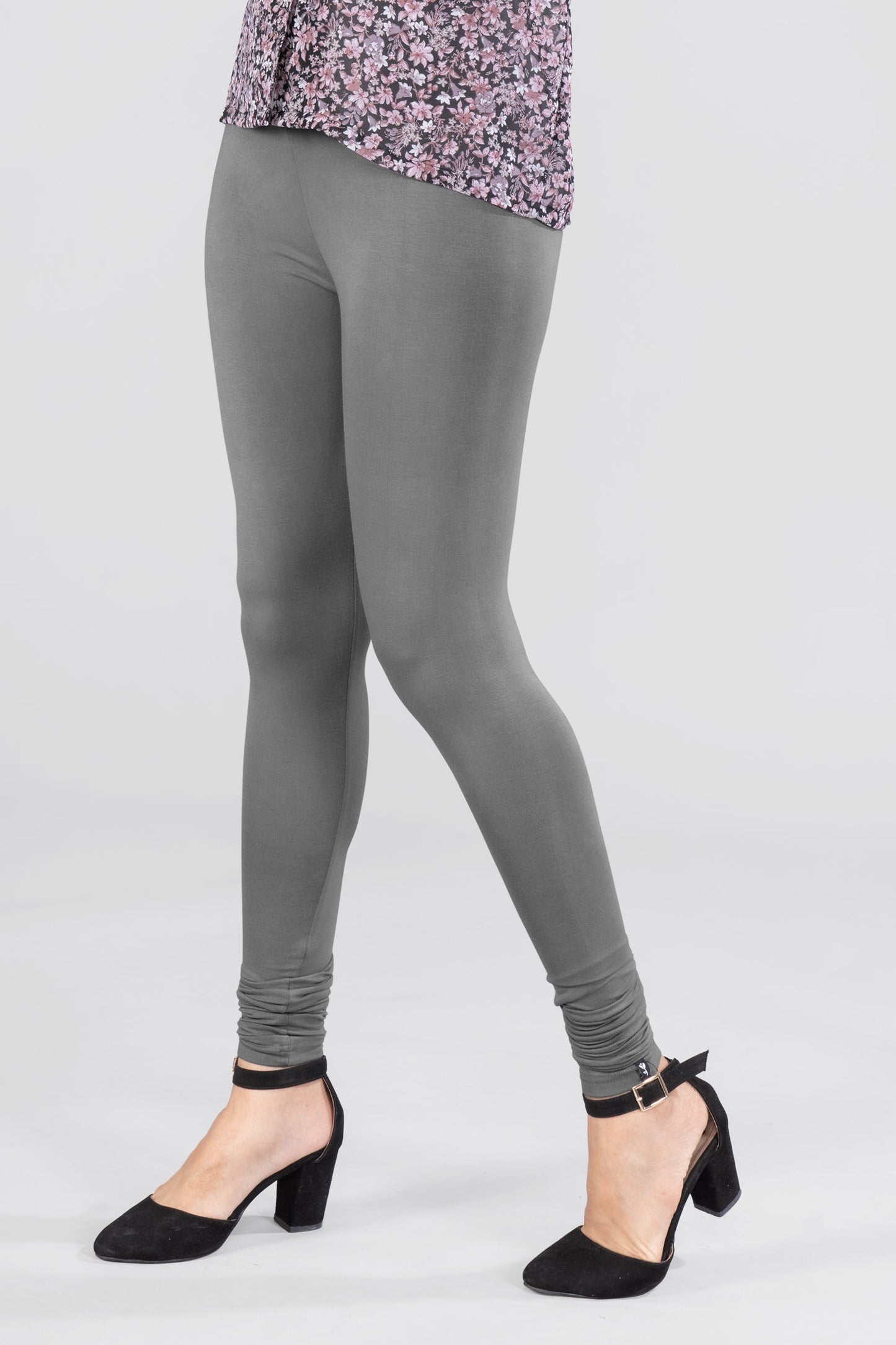 Gloomy Grey Viscose Churidar Leggings