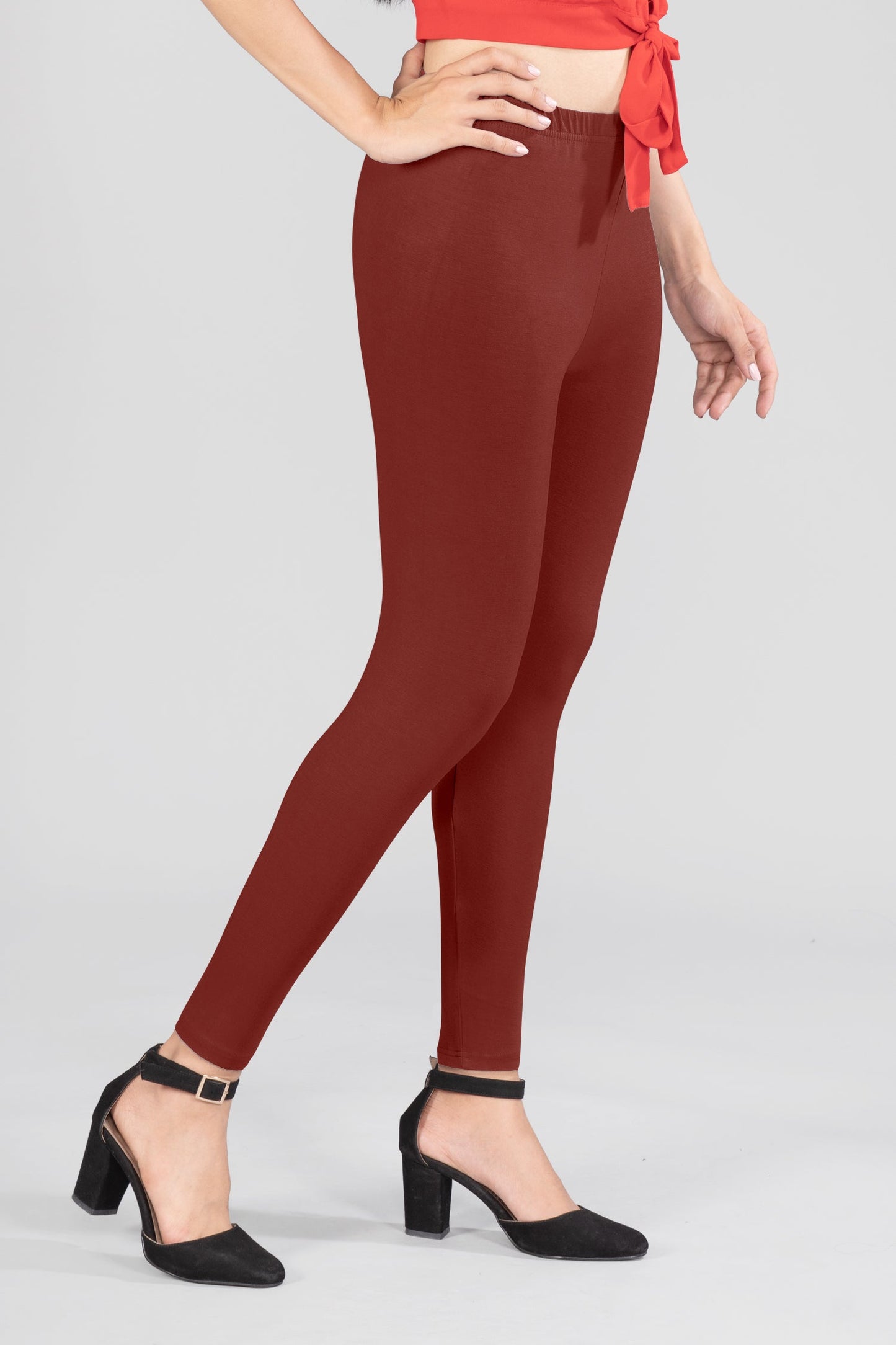 Joy Brown Viscose Ankle Leggings