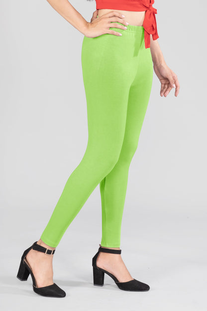 Mystic Green Viscose Ankle Leggings