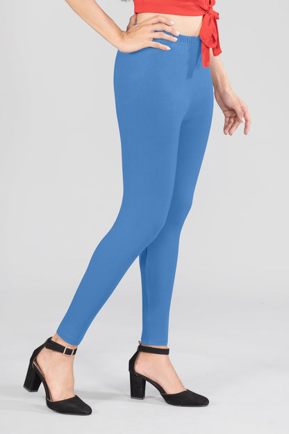 Bravo Blue Viscose Ankle Leggings