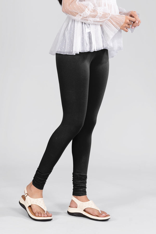 Black Cotton Churidar Leggings