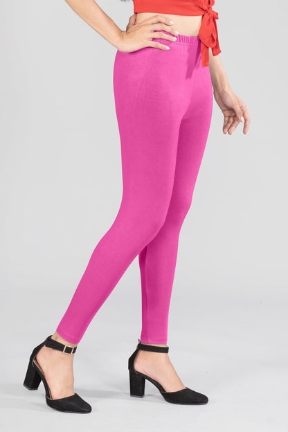 Fuchsia Medley Viscose Ankle Leggings