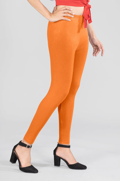 Cozy Brown Viscose Ankle Leggings