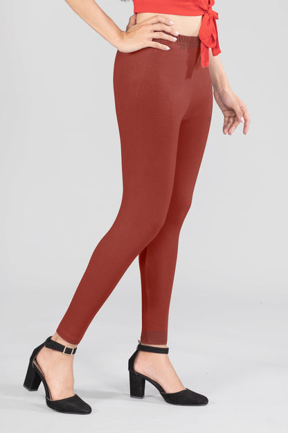 Grace Brown Viscose Ankle Leggings