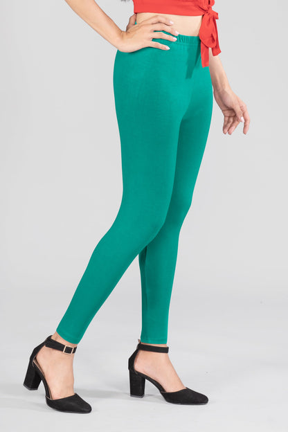 Serene Green Viscose Ankle Leggings