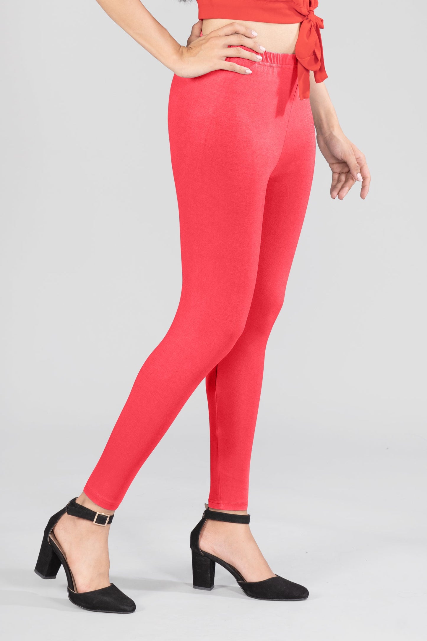 Royal Red Viscose Ankle Leggings