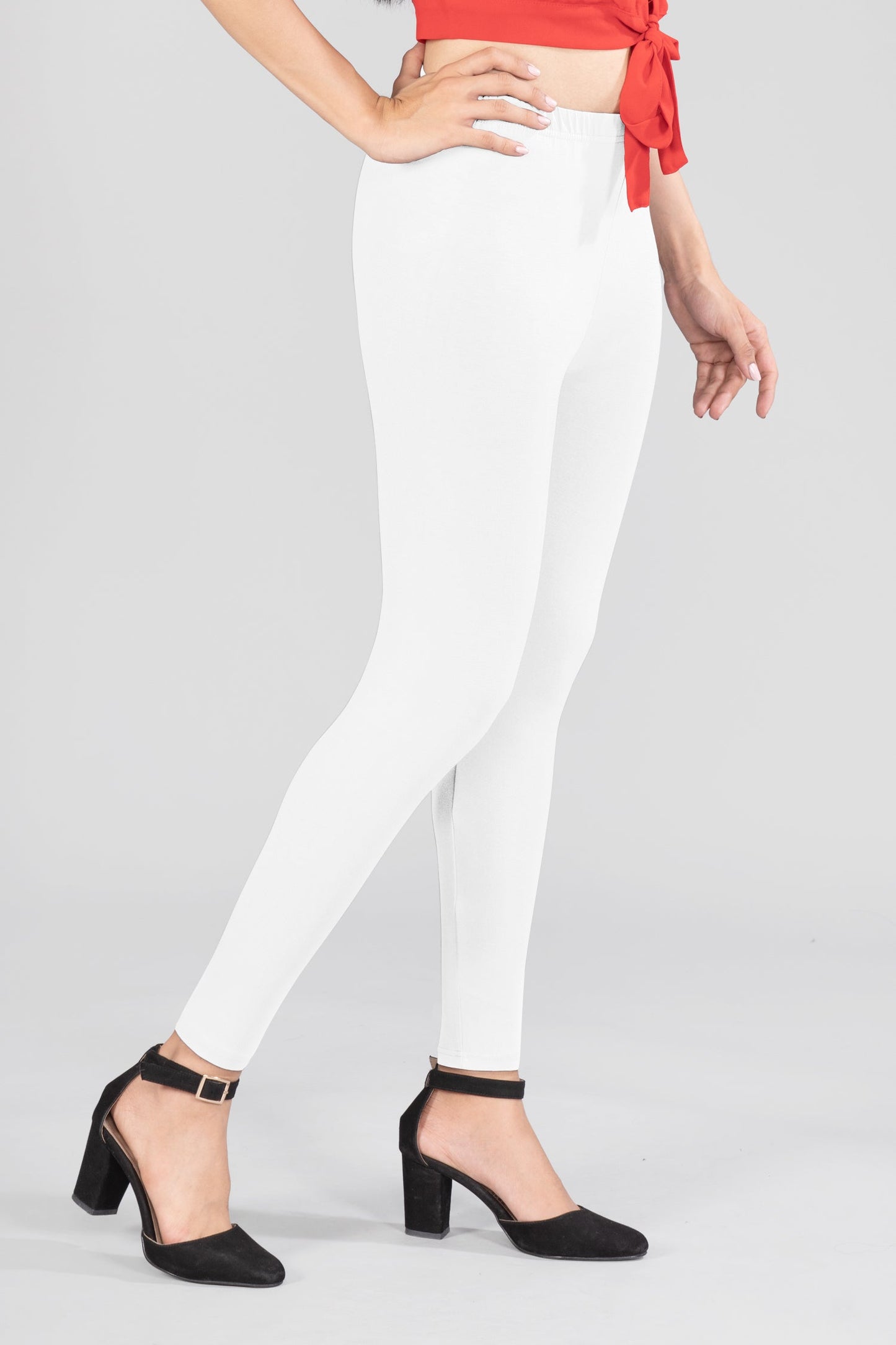 Angelic White Viscose Ankle Leggings