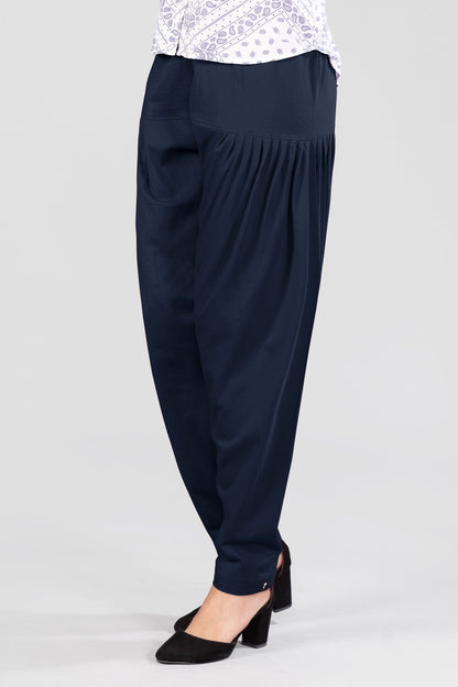 Navy Cotton Patiala Pants