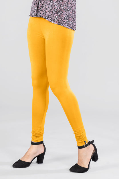 Crimson Yellow Viscose Churidar Leggings