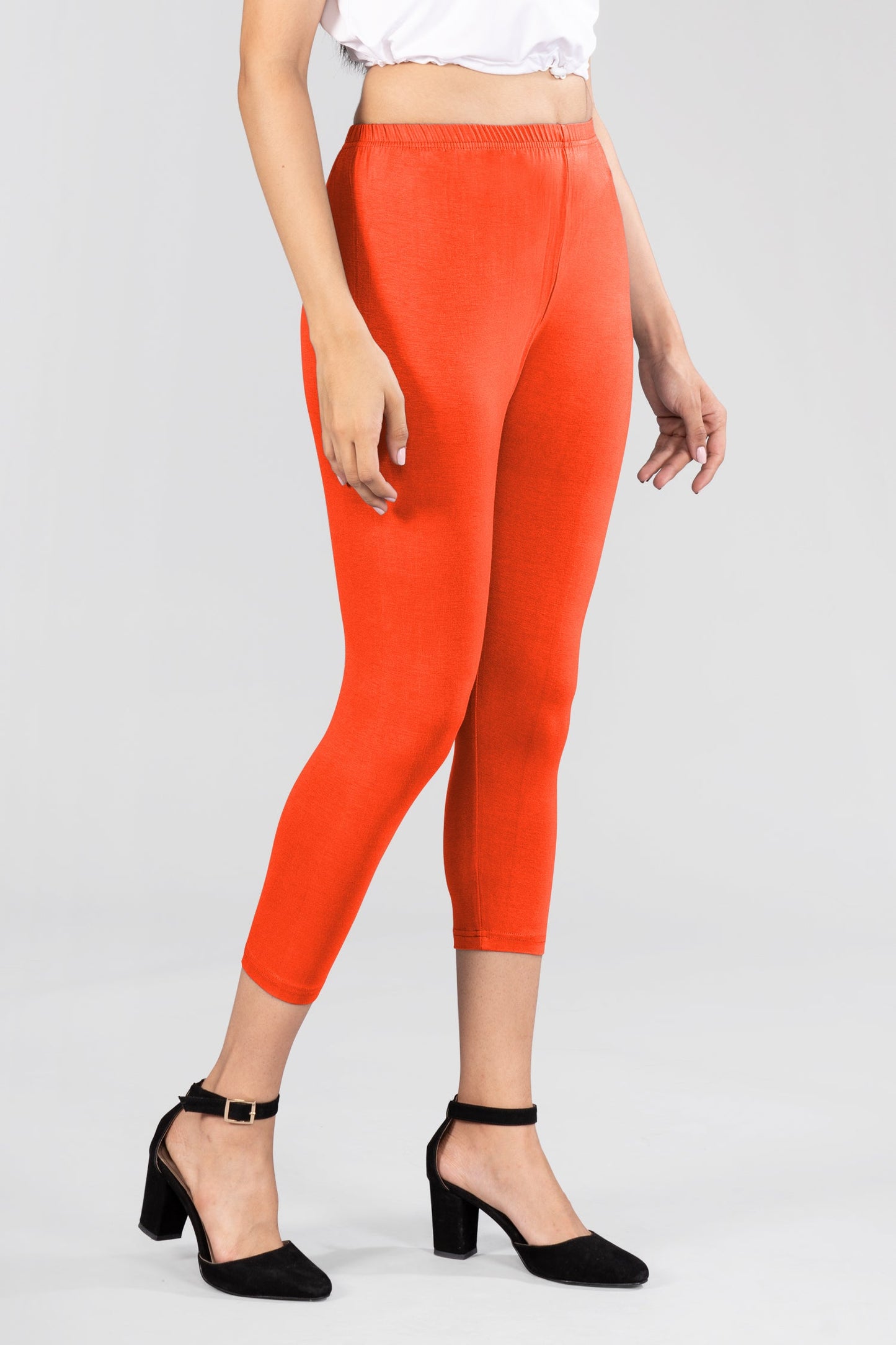 Orange Spark Viscose Capri Leggings