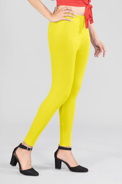 Yellow Mist Viscose Ankle Leggings