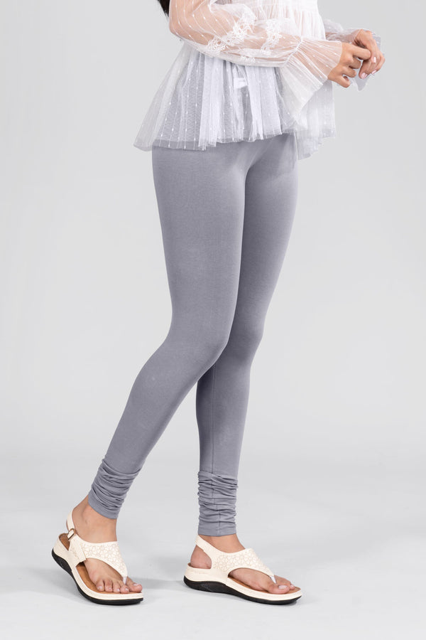 Grey Cotton Churidar Leggings