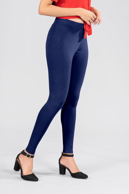 Navy Cotton Ankle Leggings