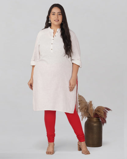 Red Plus Size Cotton Churidar Leggings