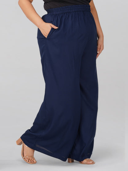 Vintage Blue Plus Size Rayon Palazzo