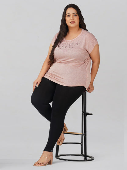 Black Plus Size Cotton Ankle Leggings