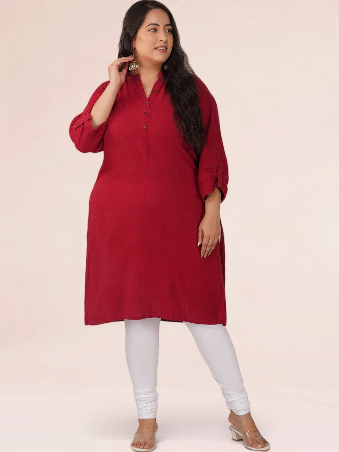 White Plus Size Cotton Churidar Leggings