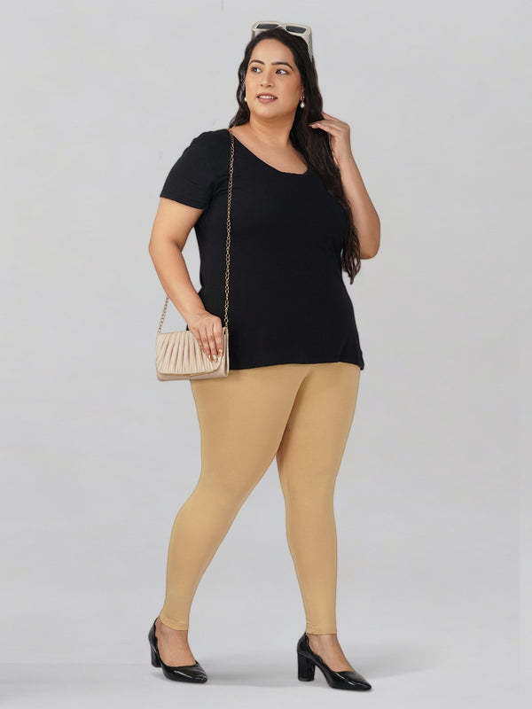 Skin Tone Plus Size Cotton Ankle Leggings