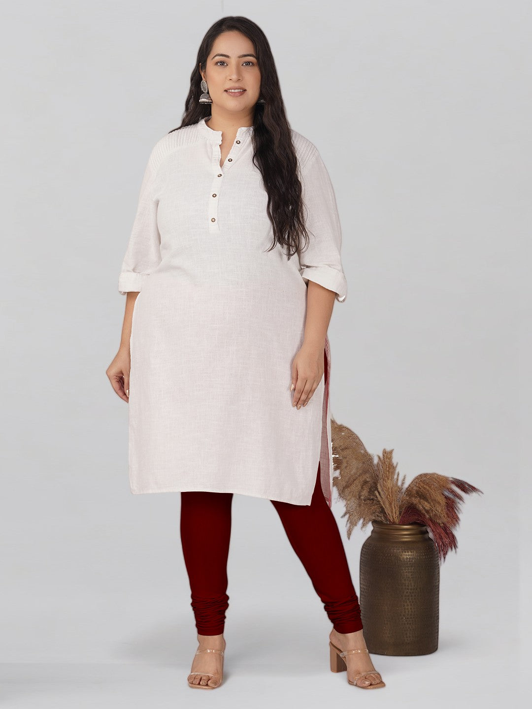 Maroon Plus Size Cotton Churidar Leggings