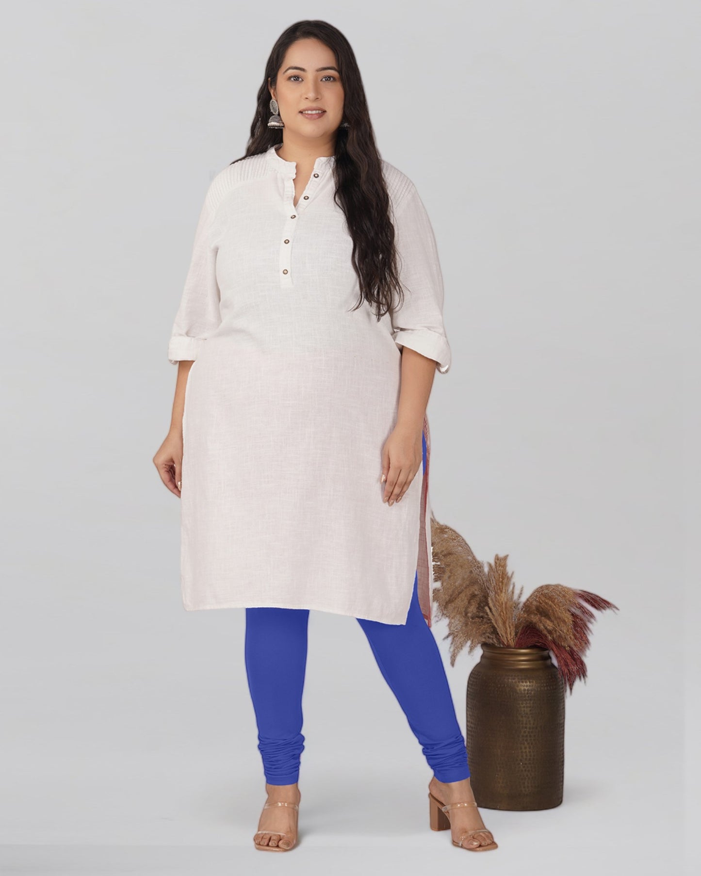 Royal Blue Plus Size Cotton Churidar Leggings