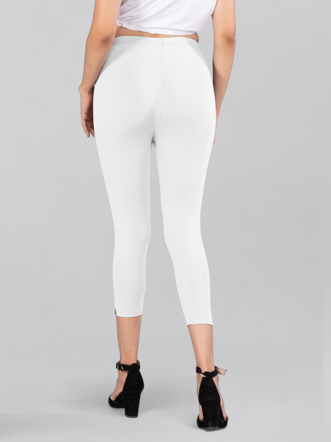 Angelic White Viscose Capri Leggings