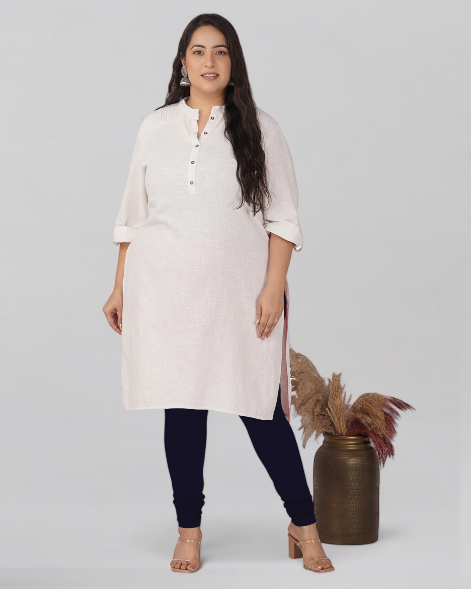 Navy Plus Size Cotton Churidar Leggings