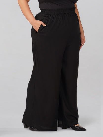 Majestic Black Plus Size Rayon Palazzo