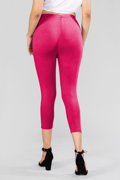 Wild Strawberry Viscose Capri Leggings