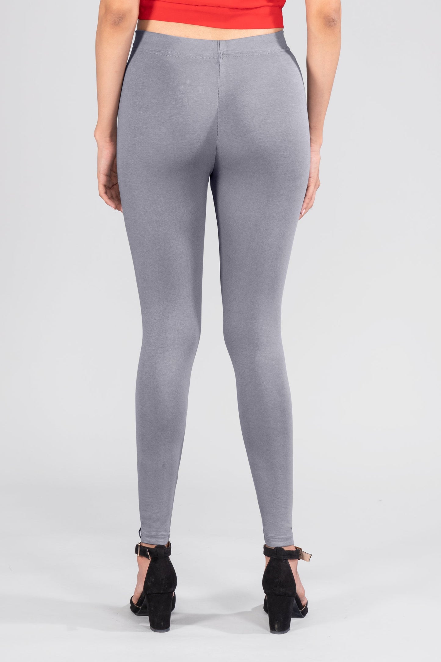 Grey Cotton Ankle Leggings