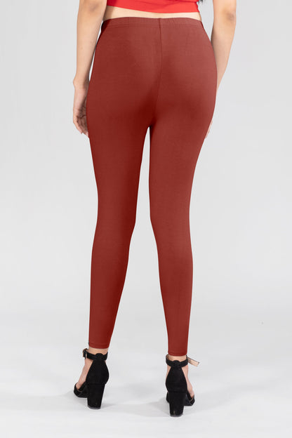 Grace Brown Viscose Ankle Leggings