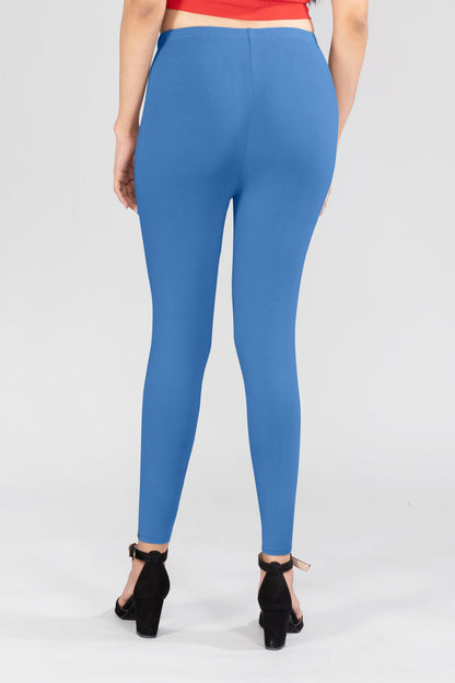 Bravo Blue Viscose Ankle Leggings