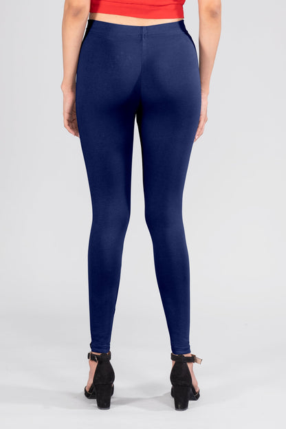 Navy Cotton Ankle Leggings