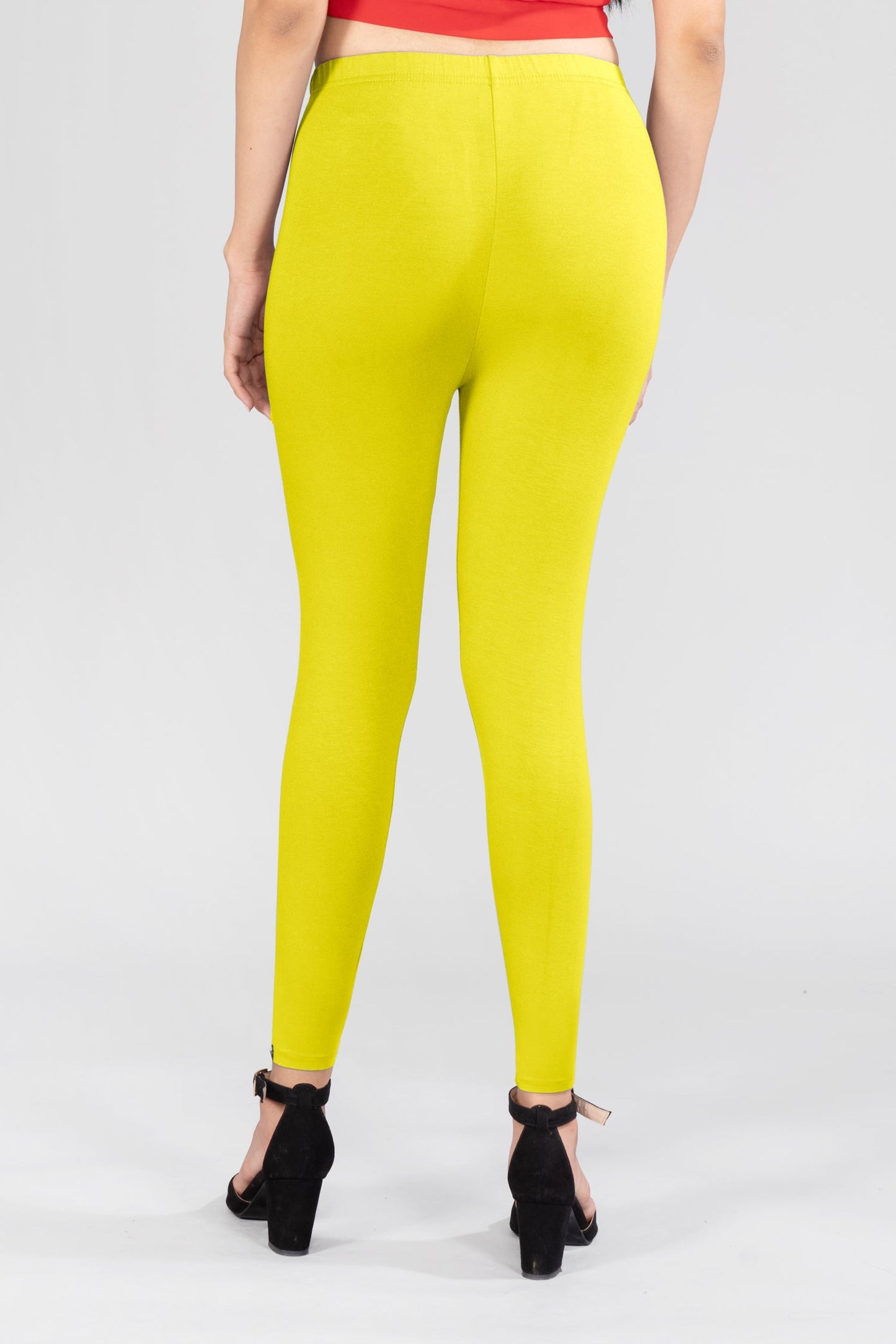 Yellow Mist Viscose Ankle Leggings