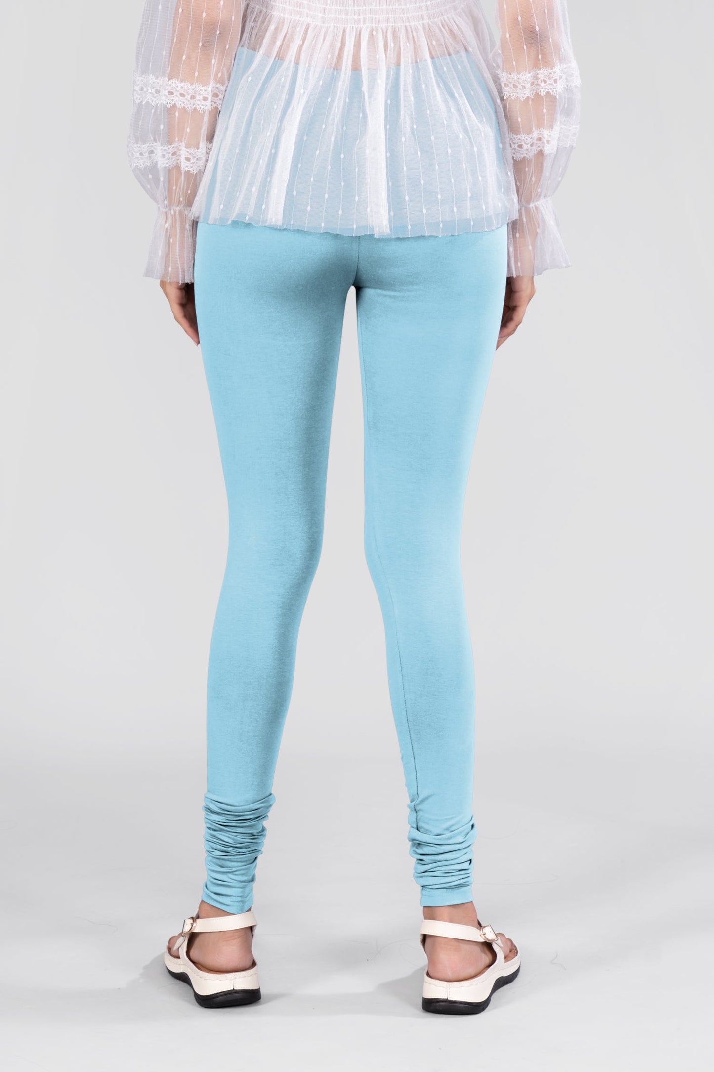 Pastel Blue Cotton Churidar Leggings