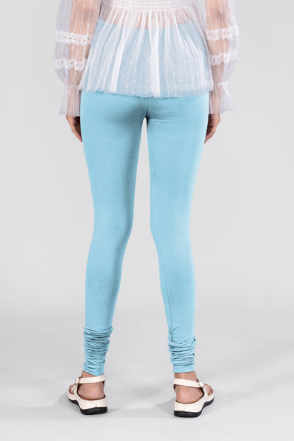 Pastel Blue Cotton Churidar Leggings