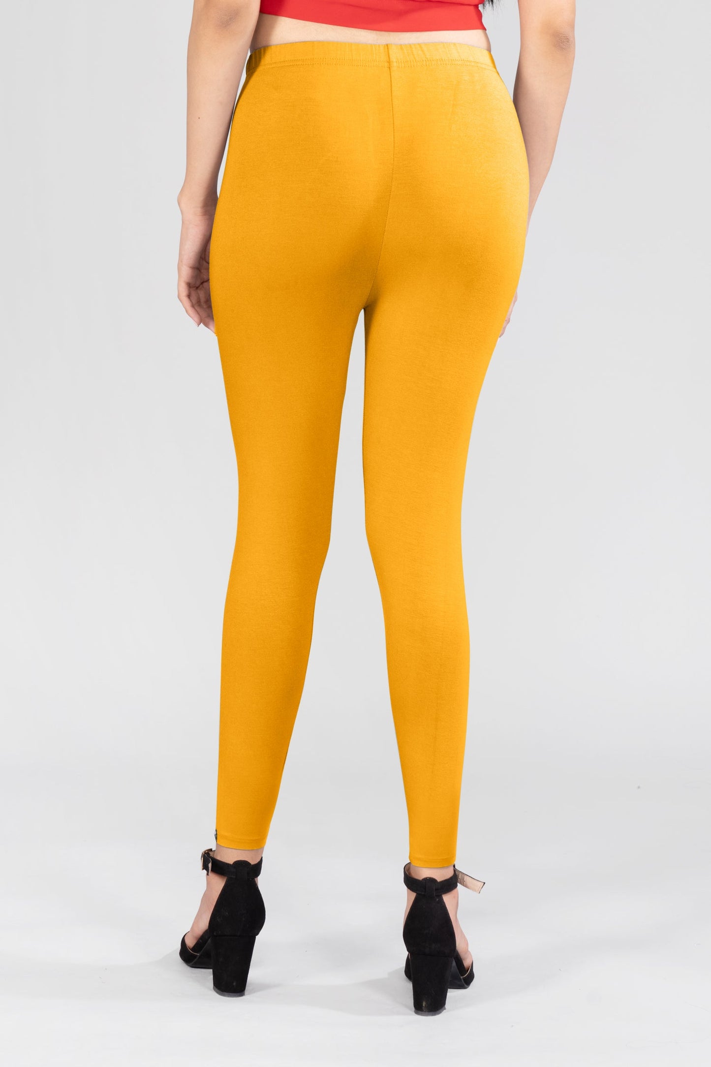 Crimson Yellow Viscose Ankle Leggings