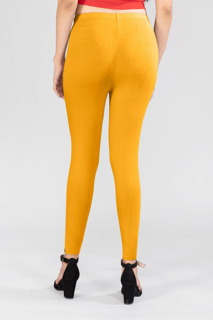 Crimson Yellow Viscose Ankle Leggings