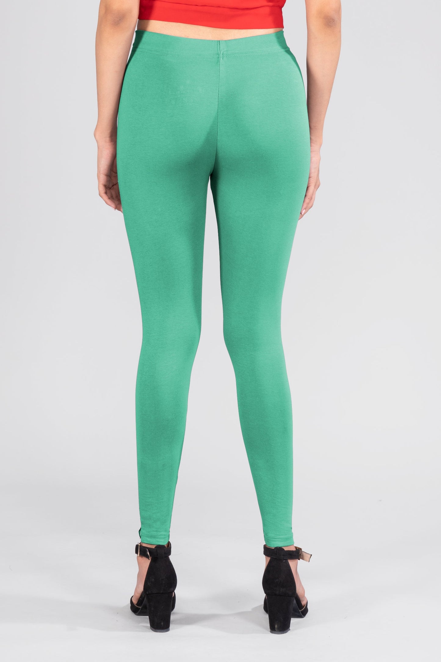 Malachite Green Cotton Ankle Leggings
