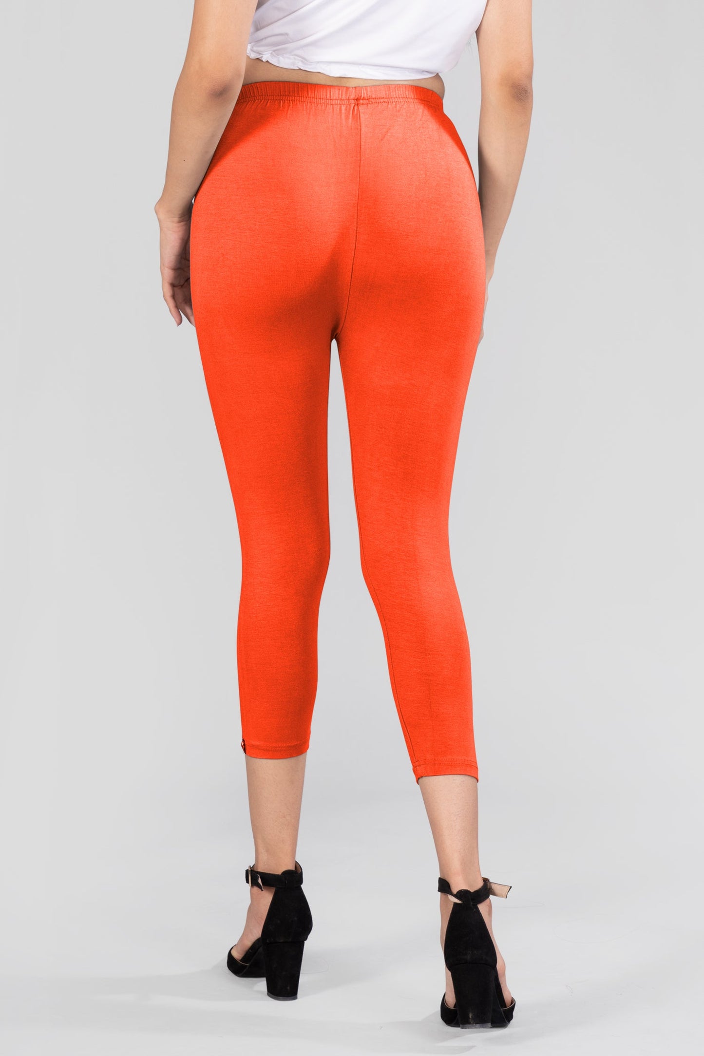 Orange Spark Viscose Capri Leggings