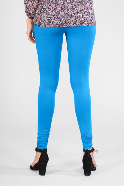 Steamy Blue Viscose Churidar Leggings