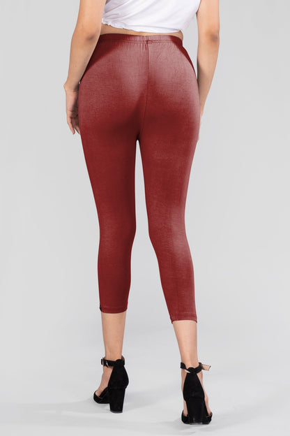 Joy Brown Viscose Capri Leggings