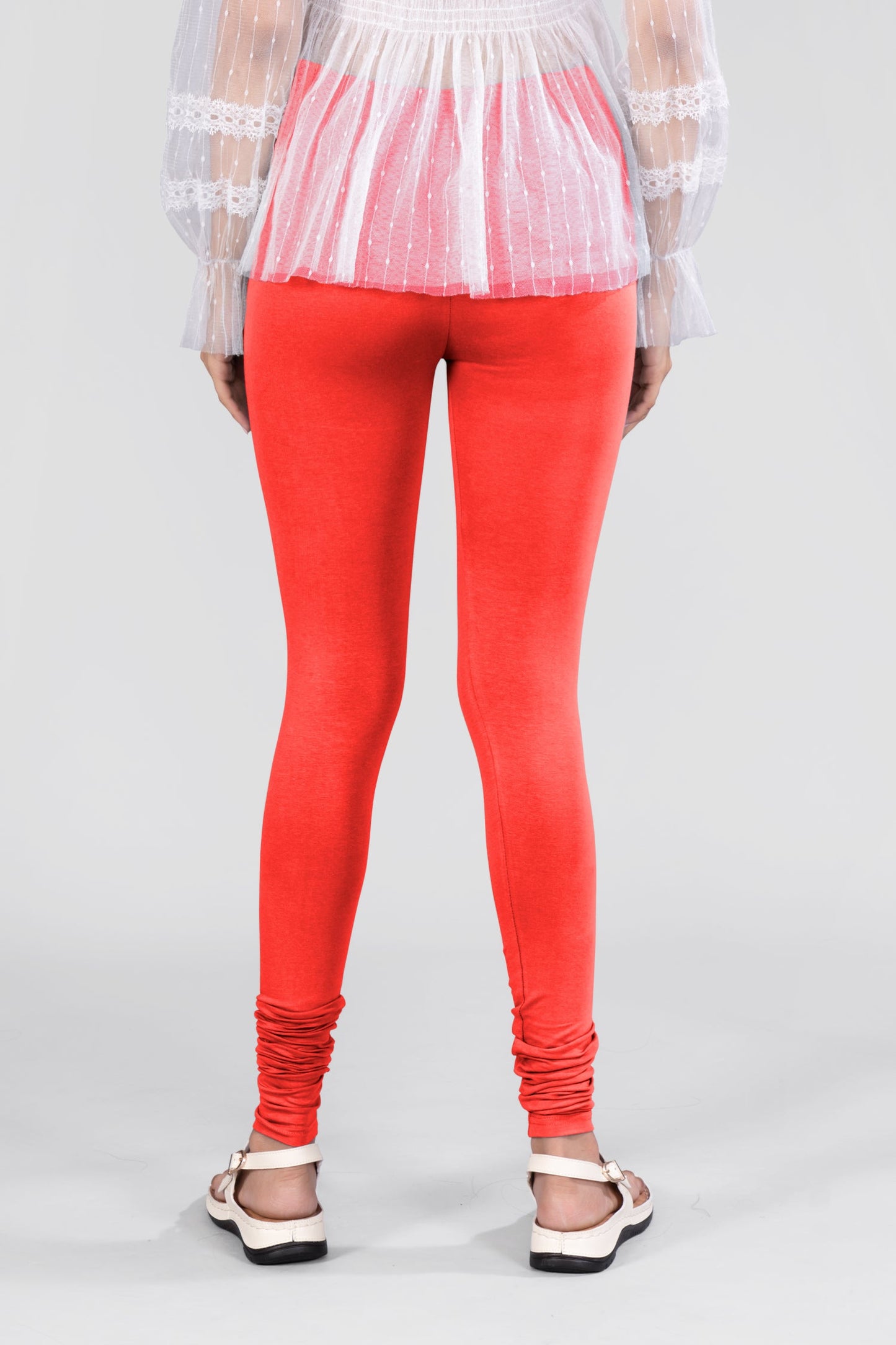 Tomato Red Cotton Churidar Leggings