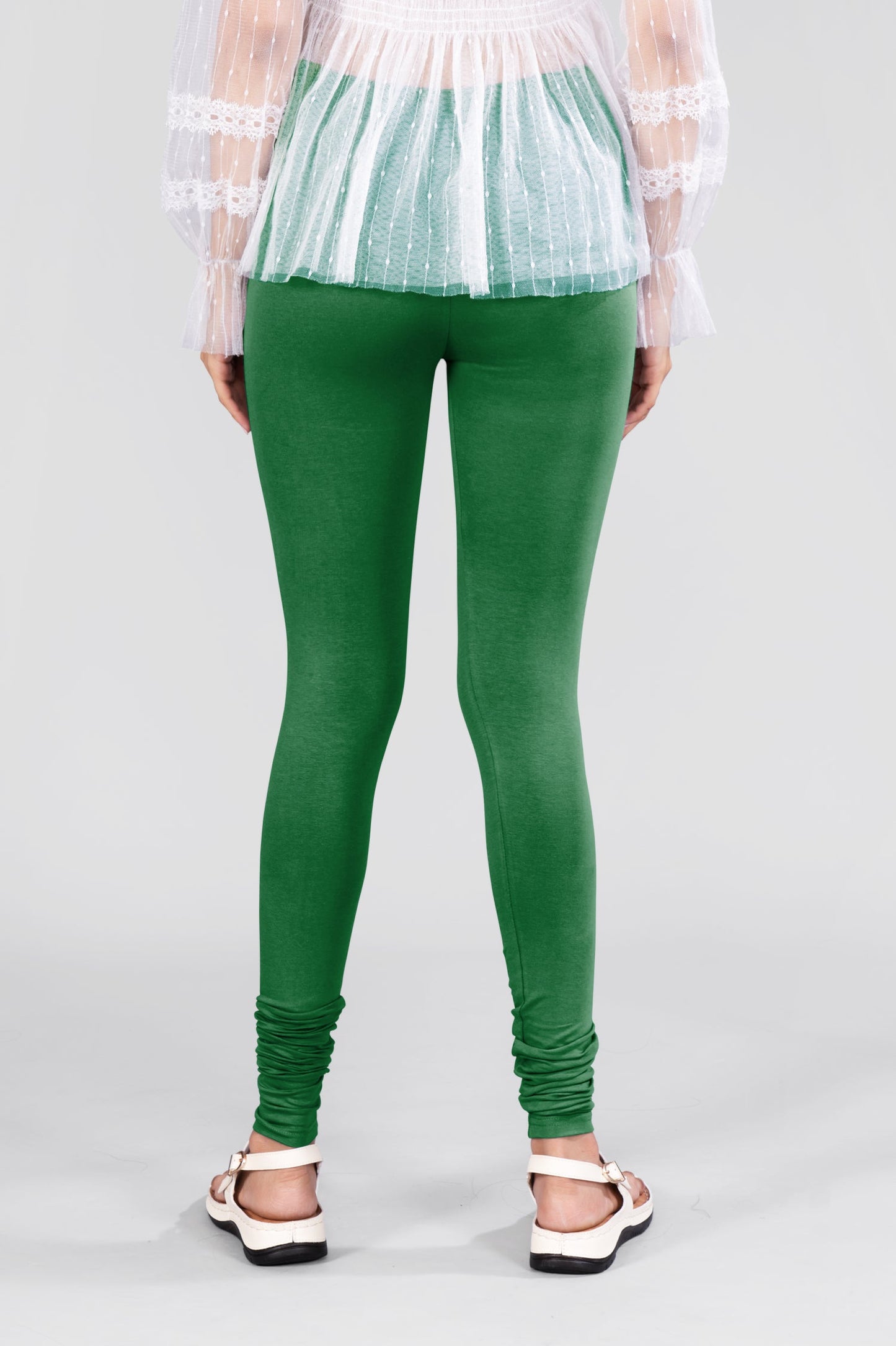 Bottle Green Cotton Churidar Leggings