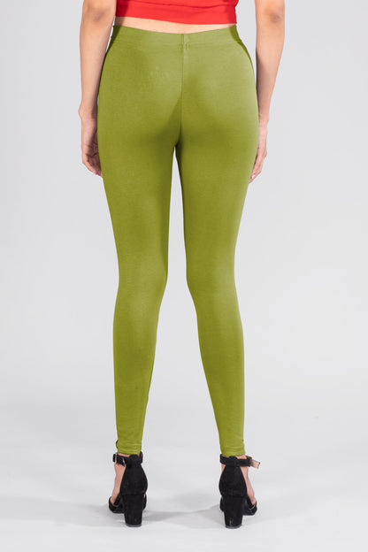 Olive Cotton Ankle Leggings