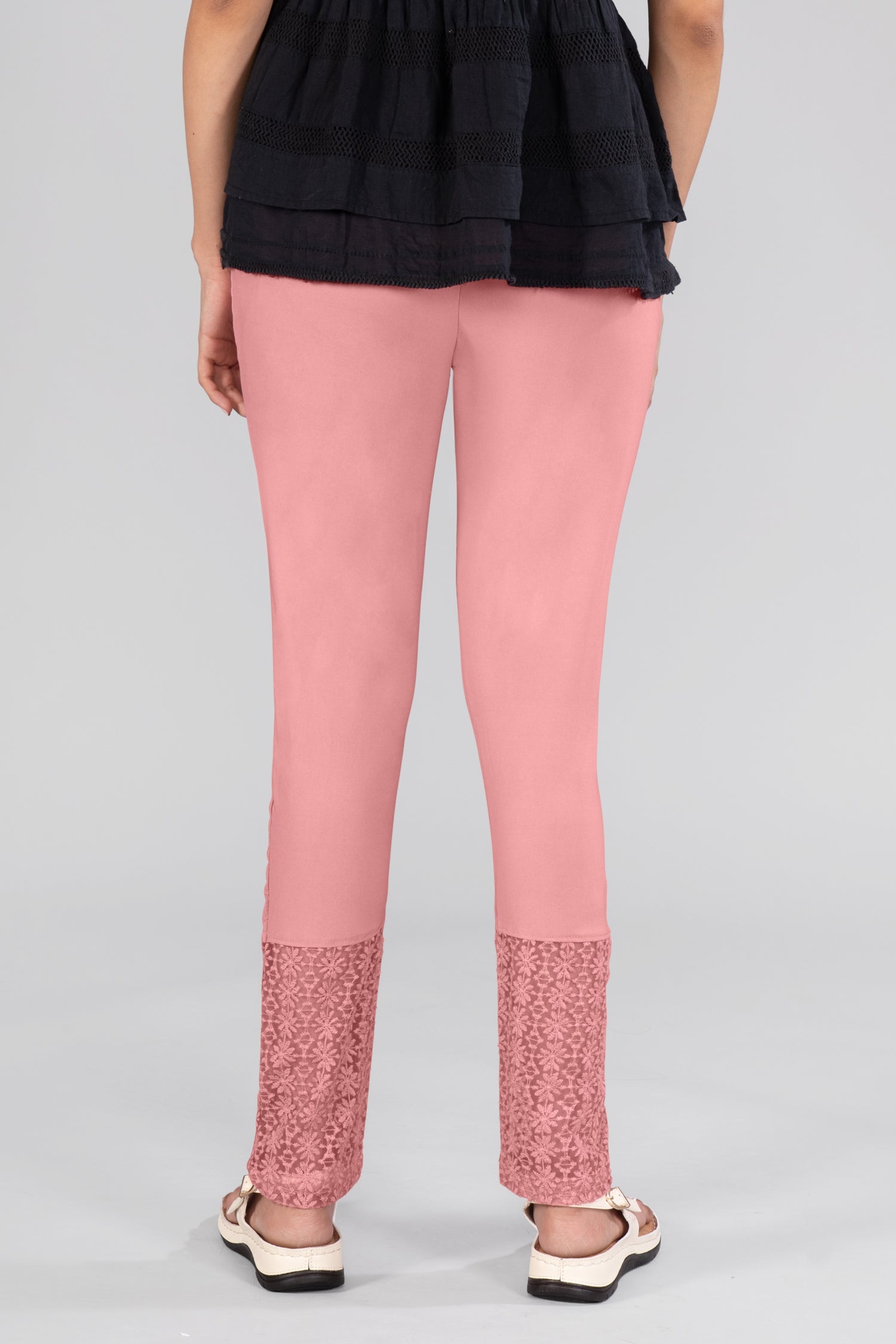 Pink Kurti Pant with Lace