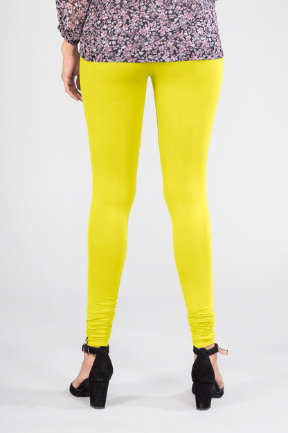 Yellow Mist Viscose Churidar Leggings