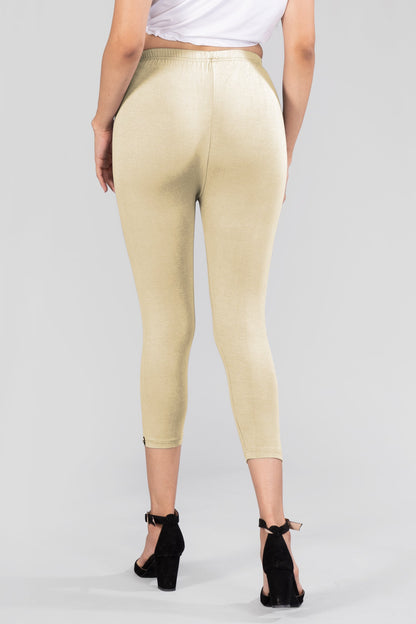 Noble Yellow Viscose Capri Leggings