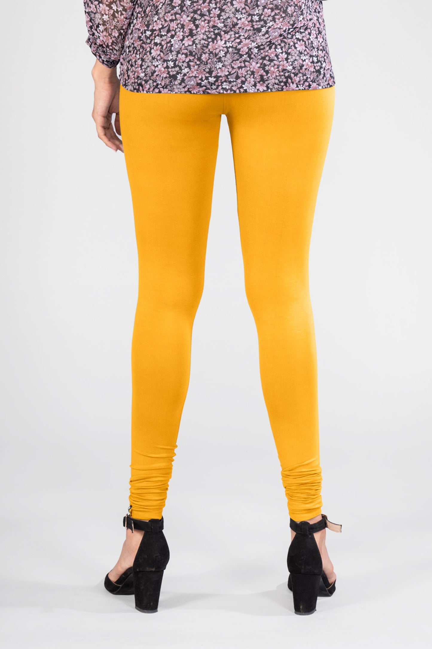 Crimson Yellow Viscose Churidar Leggings