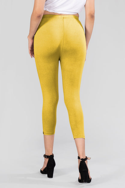 Golden Delight Viscose Capri Leggings