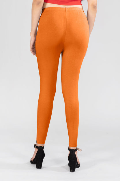 Cozy Brown Viscose Ankle Leggings